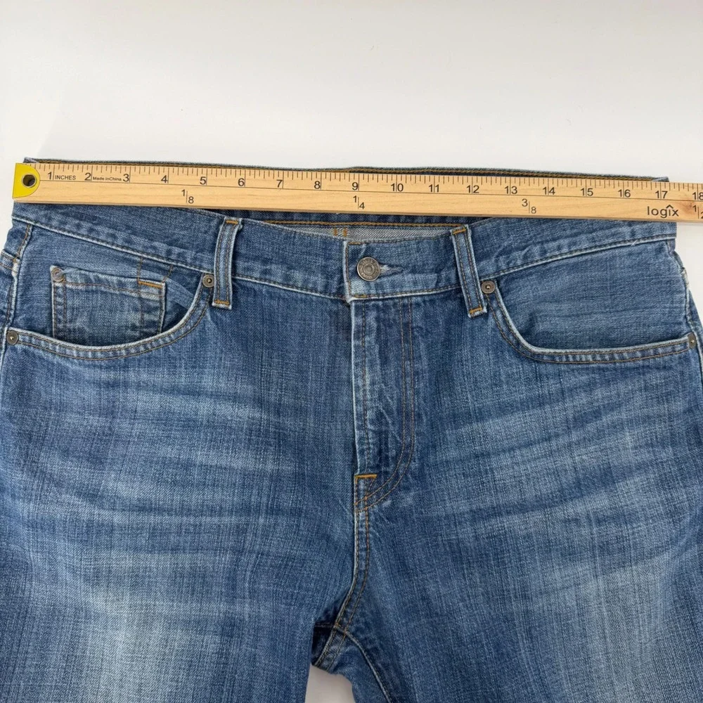 7 For All Mankind Standard Jeans Mens 34x29 Blue Straight Leg Whiskered Denim
